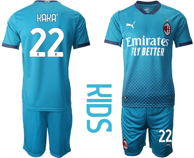 Youth 2020-2021 club AC milan away #22 blue Soccer Jerseys